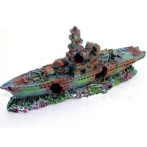 Dekorationer harts skadade Navy War Boat Ship Wreck Fish Tank Ornament Cave Aquarium Decoration Landscape Tank Decoration 230619