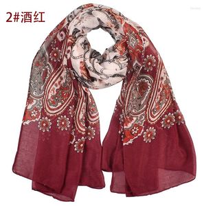 Sciarpe Elegante Bandana Floreale in Cotone-Lino Sciarpa Donna Vintage Paisley Fiori Stampati Foulard Solid Stone Ends Scialle YR097