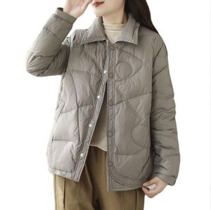 Down Jacket Kvinnors enkla och mångsidiga lös casual skjorta krage tunn kort höst och vinterrock