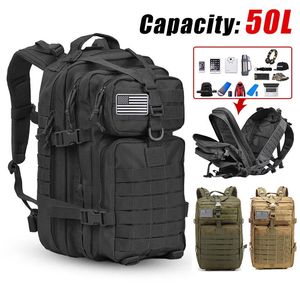 Outdoor Bags 50L 1000D Nylon Waterproof Trekking Fishing Hunting Bag Backpack Military Rucksacks Tactical Sports Camping Hiking Men 230617