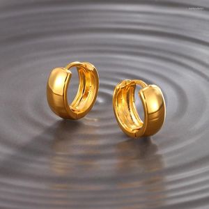 Orecchini a cerchio placcato oro 18 carati 4 mm di larghezza per le donne Chunky Earing 20 mm Pendientes Mujer Statement Accessori per gioielli Regali