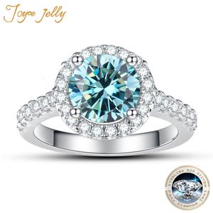 솔리테어 링 Joycejelly Classical Women 's 925 Sterling Silver Ring Real 1ct 2ct D 컬러 라운드 모양의 고급 웨딩 보석 230617