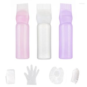 Hair Dye Applicator Bottle with Comb, 6oz, 3-Pack, for Root Coloring