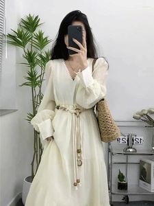 Casual Dresses Early Spring Gentle Versailles Skirt Pear Shape Body First Love Style Unique And Waist Shrinking Long Sleeve Dress For