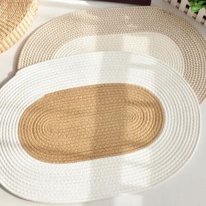 Carpets 45x65cm Simple White Brown Color Cotton Jute Mat Oval Hallway Rug Doormat Carpet Floor Non-slip Eco-friendly Home Decor