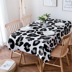 Table Cloth Black White Leopard Skin Texture Tablecloth Waterproof Dining Rectangular Round Home Textile Kitchen Decoration