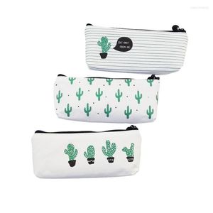 Pcs/lot Cute Cactus Pencil Case Canvas School Supplies Box Pencilcase Wholesale