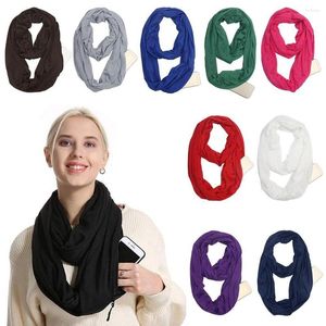 Scarves Fashion Wraps Neck Warmer Bib Shawl Circle Loop Infinity Scarf Hidden Zip Pocket