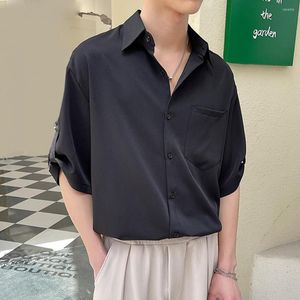 Men's Casual Shirts Men Shirt Buttons Placket Summer Pocket Simple Male Streetwear