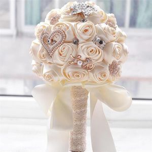 Splendidi fiori nuziali bouquet da sposa bianchi da damigella d'onore bouquet da sposa rosa artificiale forniture di nozze buque de noiva254I