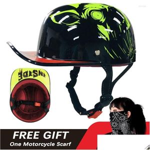 Caschi moto Blbiker Open Face Mezzo casco Vintage Retro Uomo Donna Berretto da baseball per equitazione Crash Scooter Cruiser Chopper Drop Dh7Ux