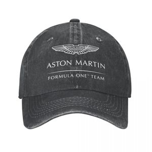 Top Caps Aston Martin Unisex Beyzbol Kapağı Formül Bir Takım Sıkıntılı Denim Yıkanmış Kapaklar Şapka Vintage Açık Antrenman Kapağı 230617