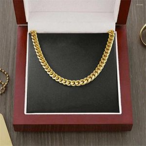 Chains 14K Golden Stainless Steel Cuban Link Chain For Men Vintage Classical White Gold Color Men's Single Circular Cuba's 2023