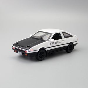 Diecast Model Car 1 32 Skala Initial D AE86 Toy Car Diecast Model Pull Back Sound Light Doors Openable Education Collection Gift Kid 230617