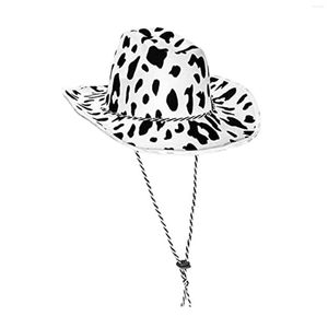 BERETS 2023 Western Decor Cowboy Hat With Lanyard Fancy Dress Hats Breattable Costume Clothes Cow for Women Men Performance Party