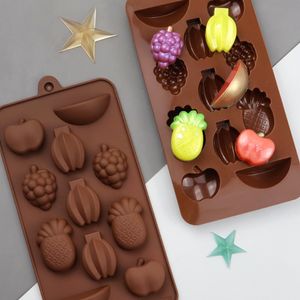 Bakningsformar Silikonfruktformade chokladformar Hem Bakning Hög temperatur DIY Mögelverktyg Kök Bakningsverktyg Q220
