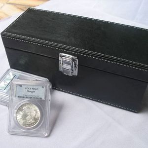 Aufbewahrungsboxen Bins JXLCLYL 20 Stück Münzen Slab Box Case Halter Schwarz PU-Leder für PCGS NGC 230619