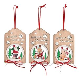 Hollow Christmas Wooden Bow Pendant Room Decor Tree Scene Decorations Supplies Wholesale ations