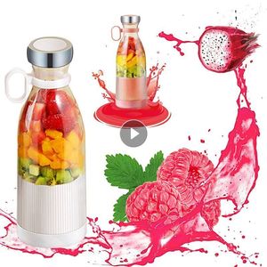 Fruktgrönsaksverktyg laddningsbara blandare färsk frukt juicers blå/rosa USB bärbara juicers flaska mini snabb elektrisk bärbar blandare smoothie is 230617