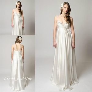 Nytt moderskap Empire midjebröllopsklänningar Elegant högkvalitativ prinsessa Gravid Long Formal Bridal Party Gowns209L