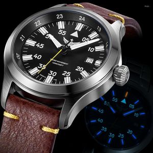 Wristwatches YELANG Men Quartz T100 Self Luminous Ronda Movement Lithium Battery Watch Swimming WR100M Sapphire Genuine Leather V1021