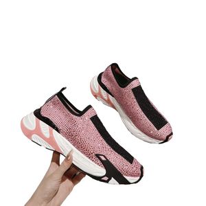 2023 New Designers Unisex Shoe Womens Mens Sneakers Diamond Casual Mesh Chaussures Women Pink Espadrilles Mens Socks White Red Black Shoes Boots 35-46