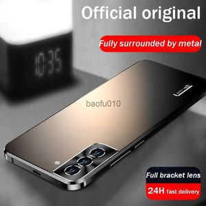 2023 New Metal Shell For Samsung Galaxy S23 S22 S21 ultra Phone Case Built in Lens protection titanium alloy mobile phones coverL230619