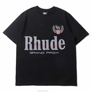 Designer Moda Vestuário Tees Tshirt American Nicho Trendy Brand Rhude Design Sense Manga Curta Casal Masculino Feminino Fog High Street Solto Fitting Tshirt Spring Su