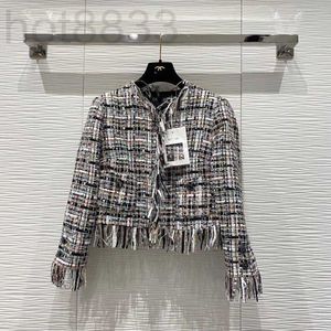 Women's Jackets Designer Early Spring New French Style Celebrity Woven Tassel Thick Tweed Silk Lining Short Coat RM0S