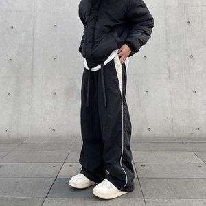 Мужские брюки широкие ноги бегунов брюки шикарные повседневные мужчины уличная одежда корейская хараджуку грузопотранная технология для женщин спортивных штанов