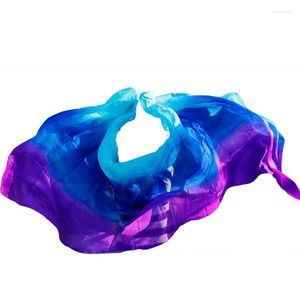 Stage Wear Design Real Silk Belly Dance Veil Veils Tari Perut Kostum Wholesale Turquoise Royal Blue Purple