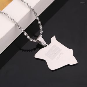 Pendant Necklaces Stainless Steel Kenya Map Silver Color Country Kenyans Charm Jewelry