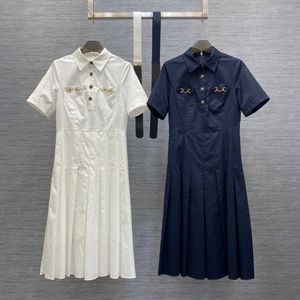 Marca de luxo designer vestido feminino vestidos longos banquete saia moda camisa vestido manga curta vestidos cintura alta roupas das mulheres americanas