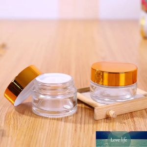 Wholesale Clear Glass Cosmetic Cream Bottle Round Jars Bottle with Inner PP Liners for Hand Face Cream Bottle 5g to 100g Gold Silver Lids