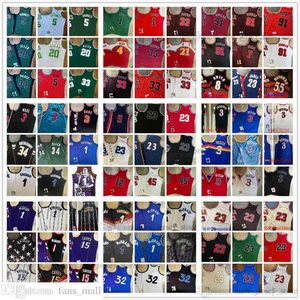 Autentic Authentic Stitched Basketball Jerseys Rose Allen Iverson Pippen Rodman Garnett Durant Irving Harden Wade Carter Mutombo McGrady Hardaway