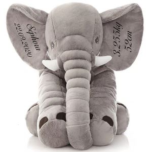 Stuffed Plush Animals Personalise Name Children Plush Toys Stuffed Animal Soft Gray Elephant Pillow Baby Sleep Toys Plush Toys 5 colors 60cm 80cm 230617