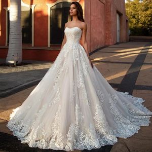 Vestido de novia 2020 koronkowe sukienki ślubne koronkowe do tyłu vintage ukochane szatę de mariee rękawa prosta suknie ślubne 241a