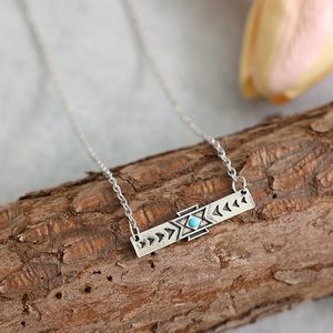 Подвесные ожерелья ацтек -маркированные барные ожерелье для коврики для Cowgirl Metal Southwestern Burquoise Jewelry Choker с камнем