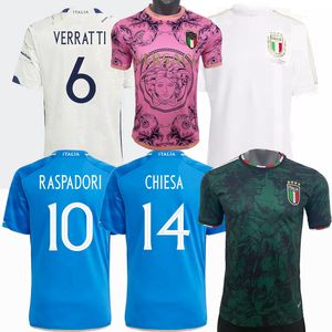Versão dos fãs do jogador 2023 2024 camisas de futebol da Itália RASPADORI CHIESA SCAMACCA JORGINHO VERRATTI BARELLA BONUCCI BASTONI nacional 125ª camisa masculina de futebol 4XL