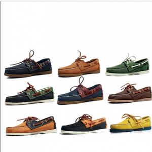 Sapatos Barcos Masculinos Couro Macio Salto Plano Renda Verão Respirável Sapatos Lazer Masculino Tamanho Grande 38-46