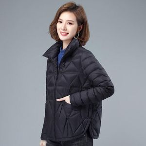 Down jacket New style women's fashion lightweight short simple stand collar white duck down autumn and winter coat