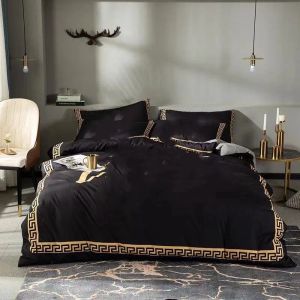 寝具セットカジュアルデザイナーキングサイズの寝具セット印刷された綿クイーン布団カバーベッドシートファッション枕カバー4pcsセットJH