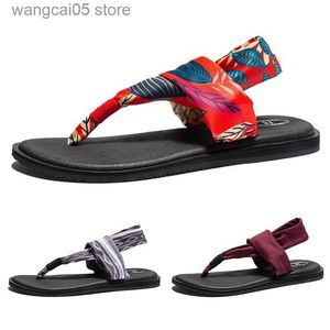 Sandals Women Yoga Sling Brand Summer Sandals Retro Shoes Female Elastic Straps Comfy Flats Beach Shoes Women Flip Flops Big Size 36-44 T230619