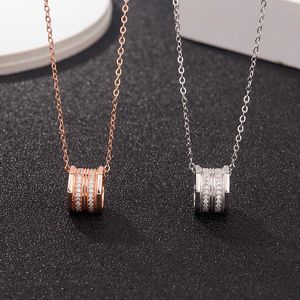 Designer charm The same S925 pure silver tiktok new two middle row eight star screw cap LOVE necklace chain