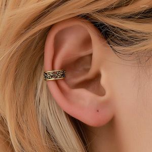 Hoop Earrings Vintage Earbone Clip Women's Hollow Pattern Gold Silver Color Earhole Free Metal Accessories Fashion Jewelry Gift