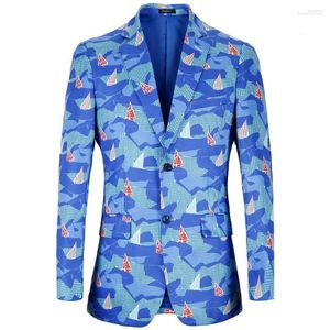 Suits Men's US Big Size 38R-48R Casual Printing Blazer Men 2023 Design Beach Mens Blazers Summer Events Stage Costumes Terno