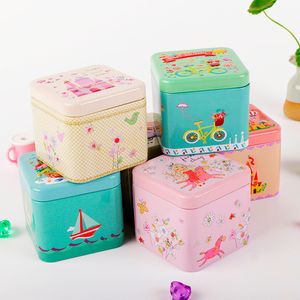 Cute cartoon mini tin box postcard jewelry hair clip storage box