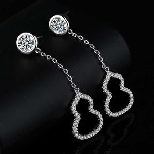 Stud Fashion S925 Silver Needle Zelina Studörhängen Lång Tassel Gourd Shining Diamond Ear Rings Wedding Jewelry R230619