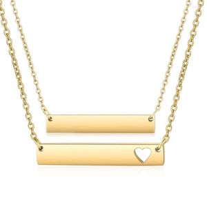 Pendant Necklaces 10pcs/lot Blank Bar Necklace 35 6 2mm Heart Cut Out Jewelry Mirror Polished Choker Gold Color