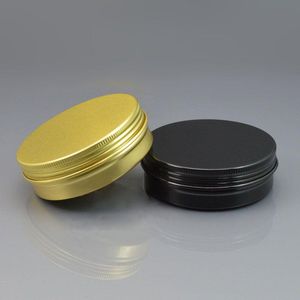 50st 100 g/ml tomma svart/guld aluminiumkräm burkar med skruvlock, kosmetisk fodral, aluminium burkar TODDS